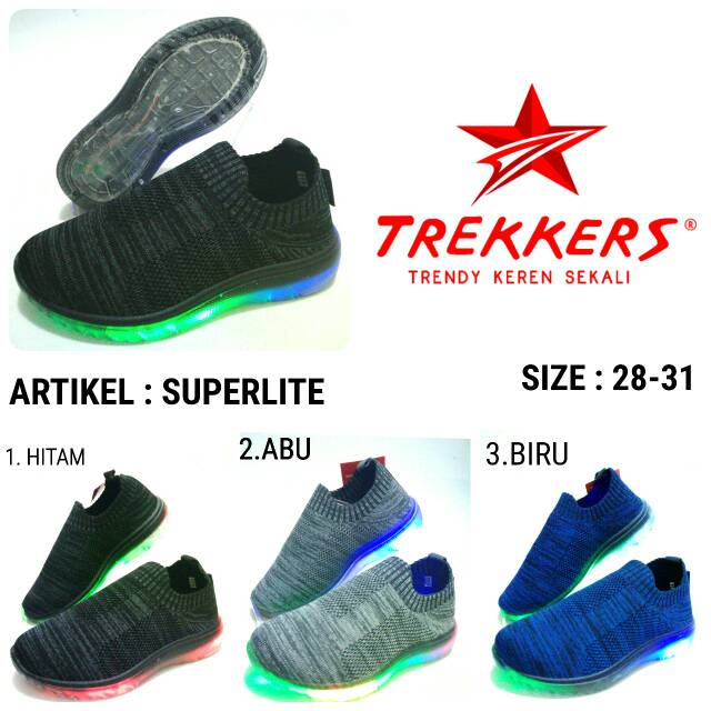 SEPATU SLIP ON ANAK LAKI LAKI TREKKERS SUPERLITE MURAH SEPATU ANAK LAMPU KEREN MURAH