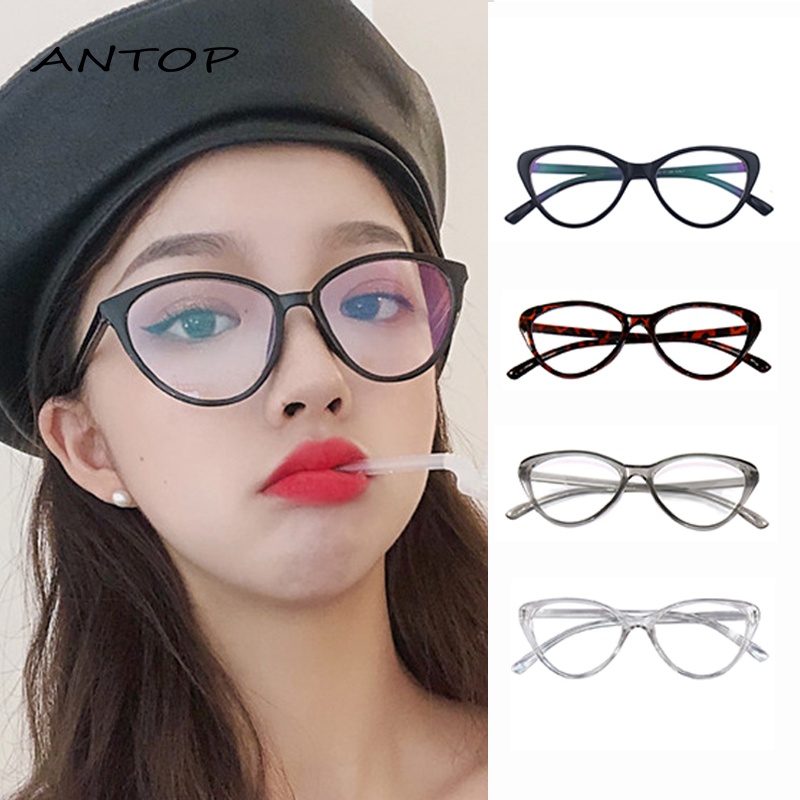 Kacamata Cat eye retro flat glasses Trendy versatile optical glasse ANTOP