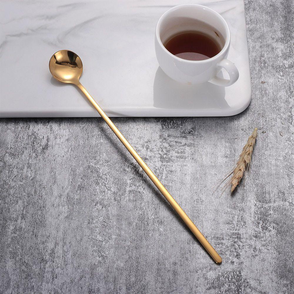 Suyou Sendok Pengaduk Kopi Gagang Panjang Bahan Stainless Steel Warna Pelangi