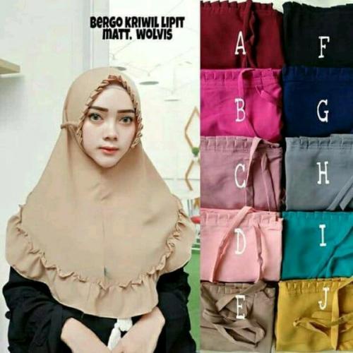 Kerudung Instan, Jilbab Bergo, 70 Rempel Kriwil Lipit Tali Wolfis, Khimar / Hijab Instant Terbaru