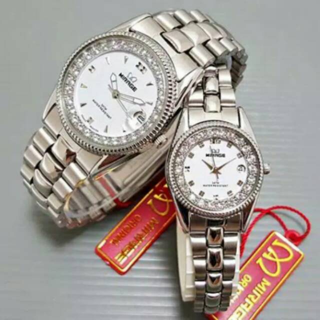 ORI JAM TANGAN COUPLE MIRAGE  SILVER BEST SELLER MURAH TERLARIS4848