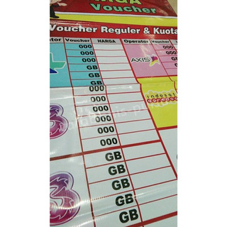 Jual Spanduk Banner Tabel Harga Voucher Konter - Bisa Tulis Sendiri mG