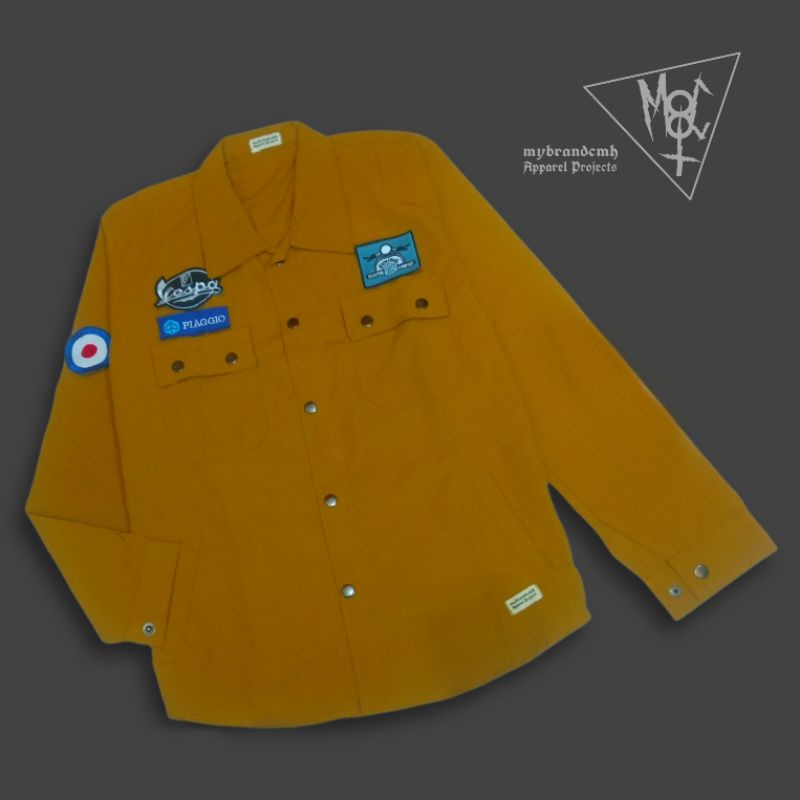 jaket semi parka | Trucker coach jacket bordir vespa Piaggio 76 Mooneyes cafe racer