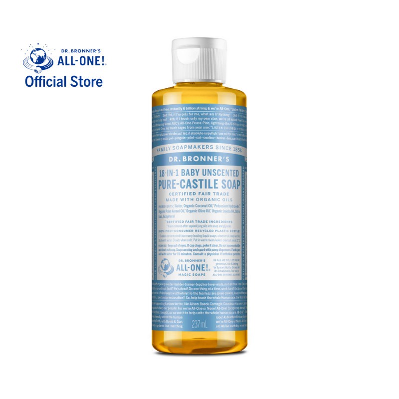 Dr. Bronner's - UNSCENTED Pure Castile Liquid Soap 237ml