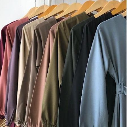 Muraaaahh.. Gamis Polos Menyusui Modern Ukuran Jumbo XXL LD 120 Warna Hijau Botol Full Kancing Pakai