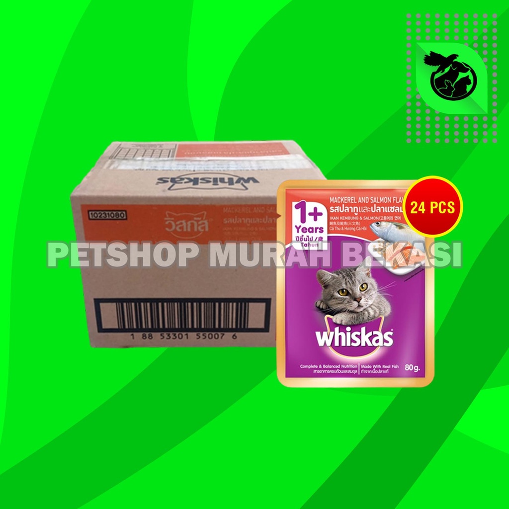 Makanan Basah Kucing Whiskas Sachet Pouch Grosir Dus isi 24 PCS 85 GR