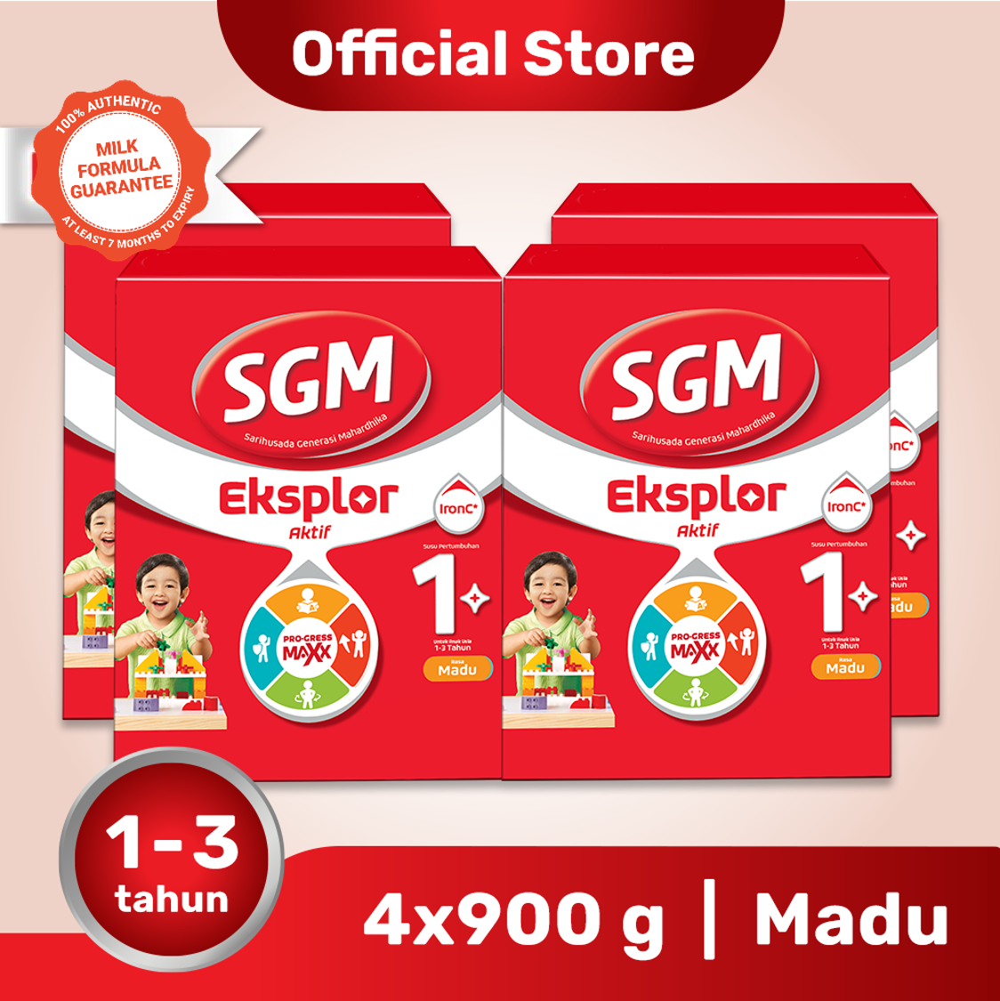 SGM Eksplor Aktif 1+ Pro-GressMaxx Madu Susu Pertumbuhan