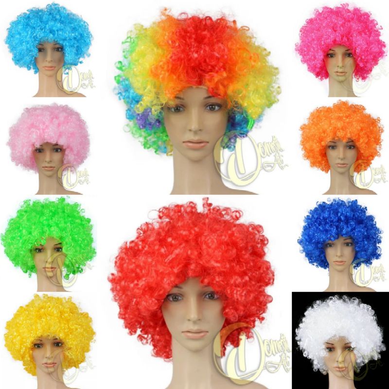 Wig Rambut Palsu Kribo Allsize  Wig Badut  wig costplay  Rambut Badud  Rambut Kriting Palsu wig ramb
