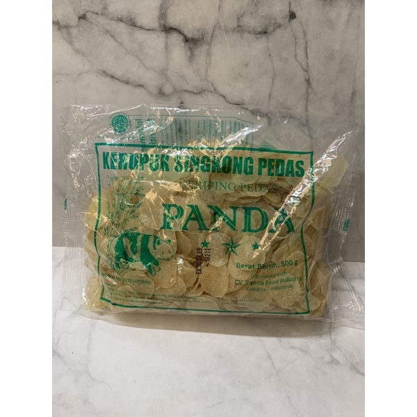 

Kerupuk Singkong Pedas Cap Panda Ceriping Pedas 500gr