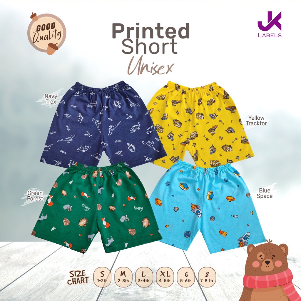 Printed Short Unisex (1-8 Tahun)