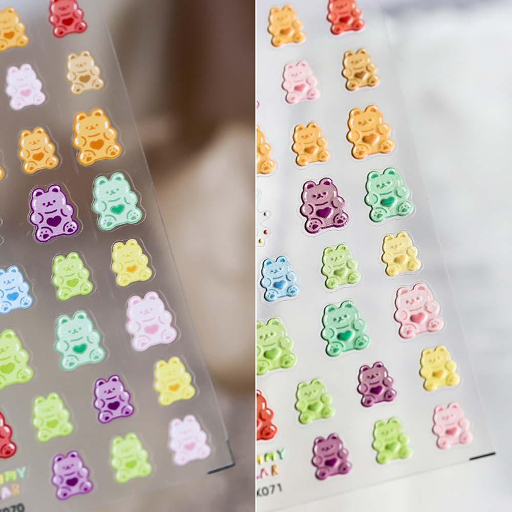 Needway   5D Grafir Stiker Kuku Lucu Decal Gummy Bear DIY Nail Art Desgin