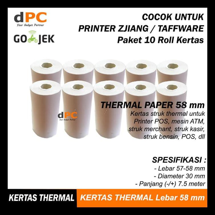 

Kertas Struk 10 Roll Thermal Paper 58 X 30 Mm Untuk Atm Printer Zjiang Diskon