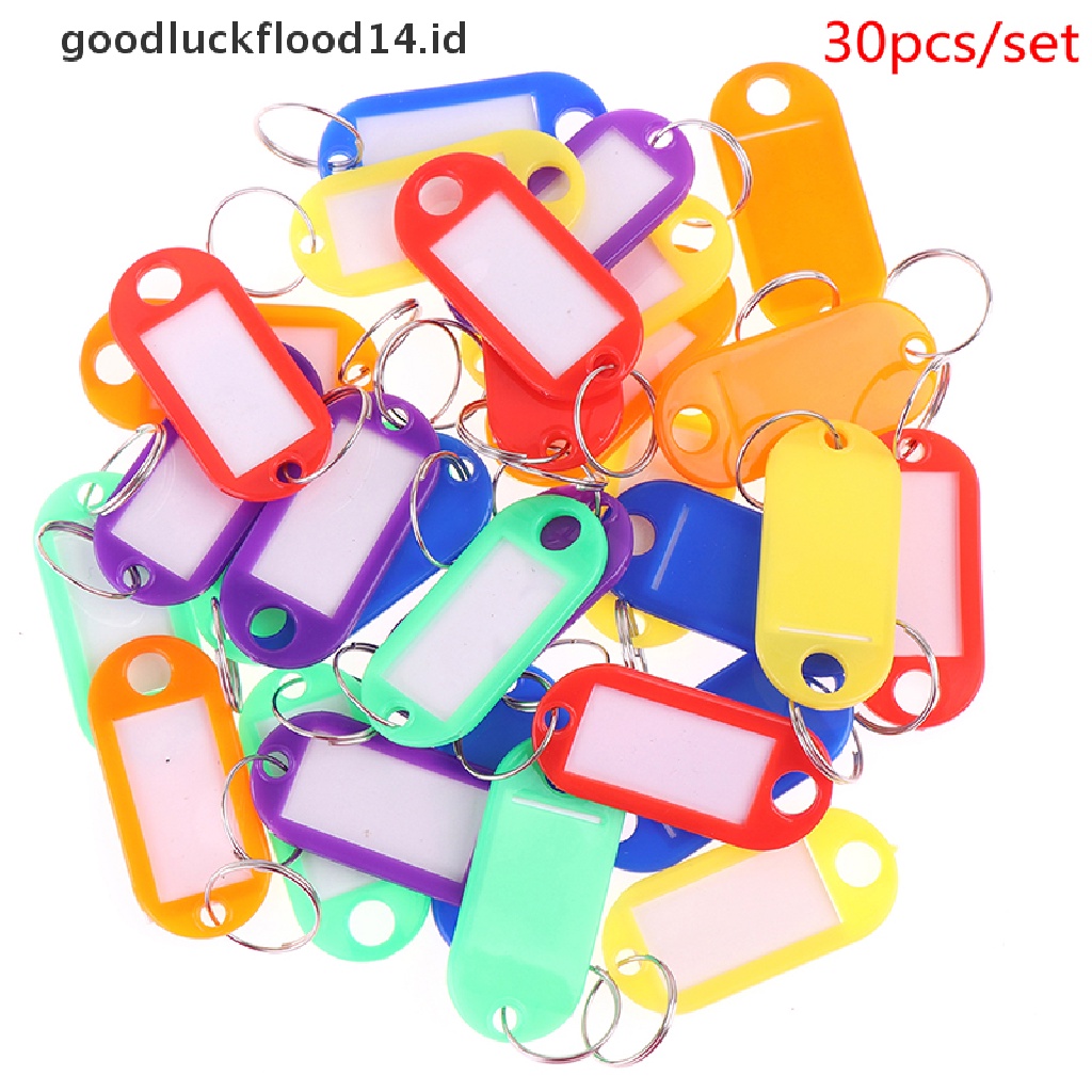 [OOID] 30pcs Multicolor Keychain Key ID Label Tags Luggage ID Tags Hotel Number Card ID