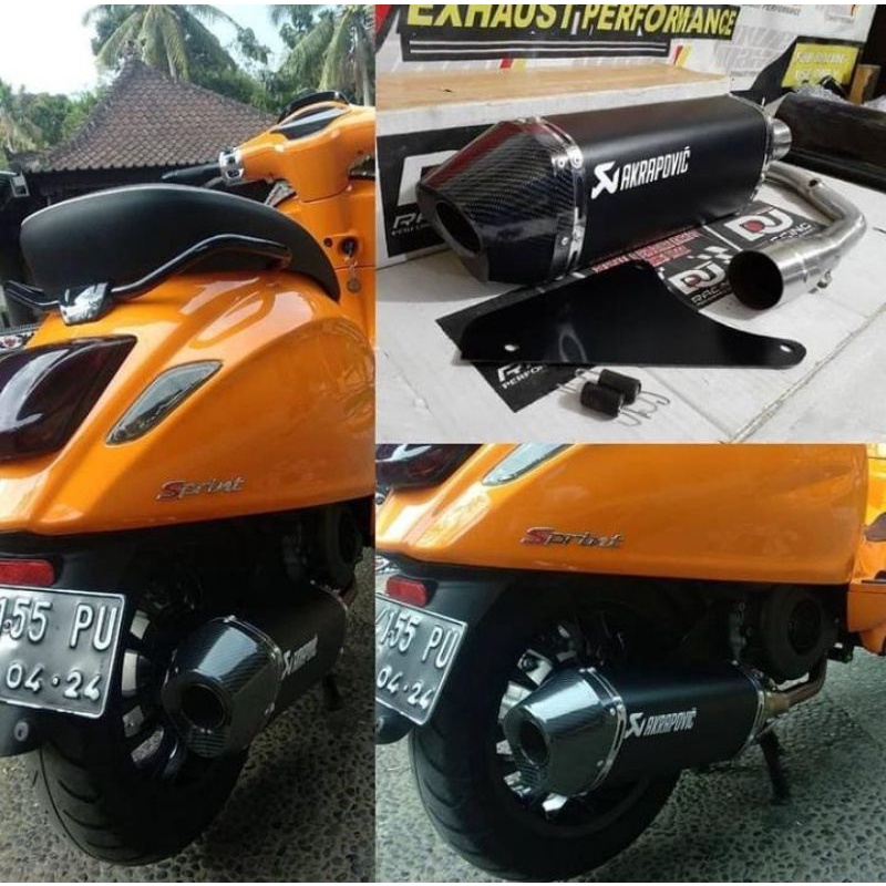 Knalpot Racing Akrapovic For Vespa Matic Sprint Primavera Lx S Gts