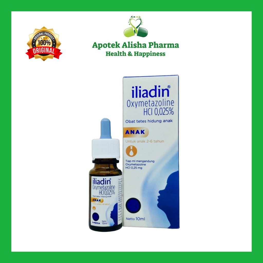 Iliadin Obat Tetes Hidung Anak 2-6tahun / Iliadin Obat Semprot Hidung Dewasa / Nasal Drop 10ml / Nasal Spray 10ml / Illiadin Oxymetazoline