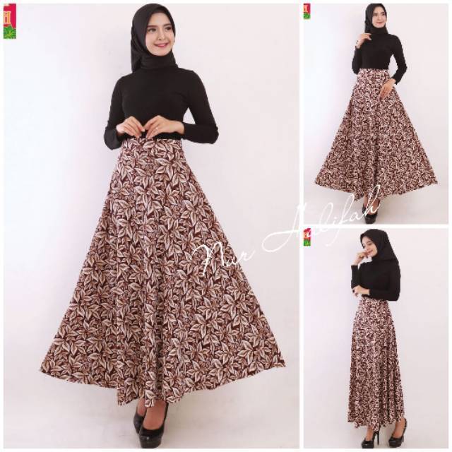 Rok Panjang Payung Lebar Motif Bunga