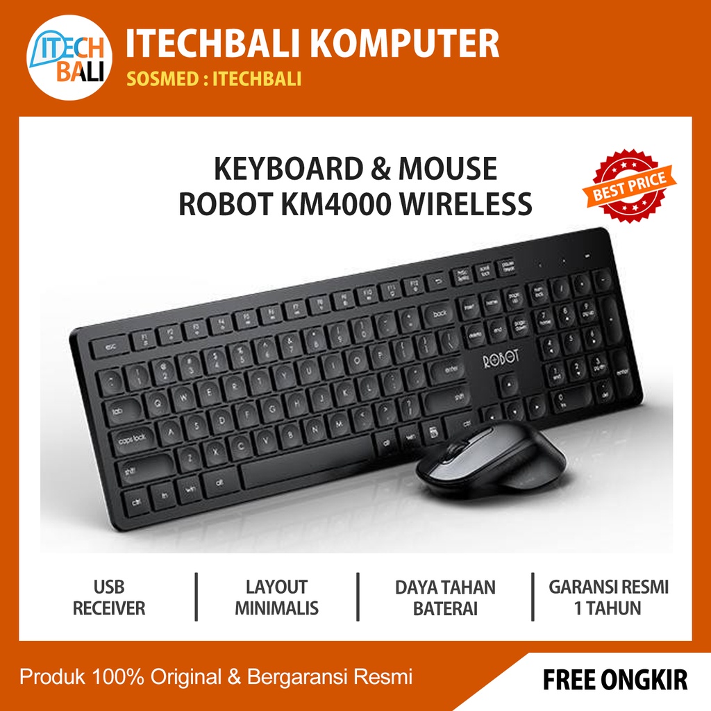 Keyboard &amp; Mouse ROBOT KM4000 Silent | ITECHBALI