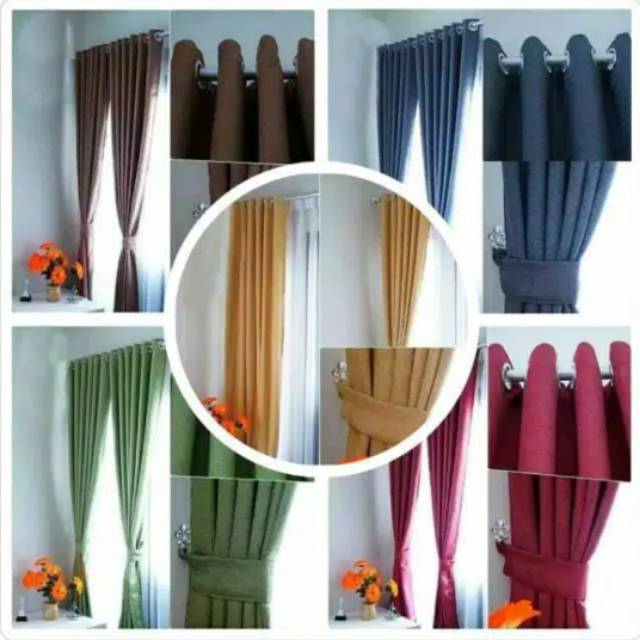 Gorden blackout seri polos merah kuning hijau coklat dan abu