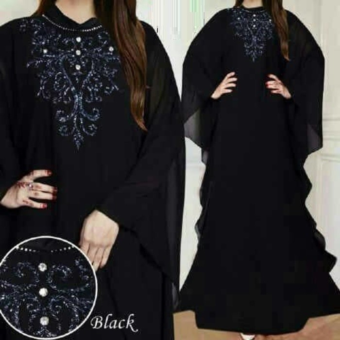 TM-00014 B kaftan claudia black baju pesta klaudia hitam agrabutik