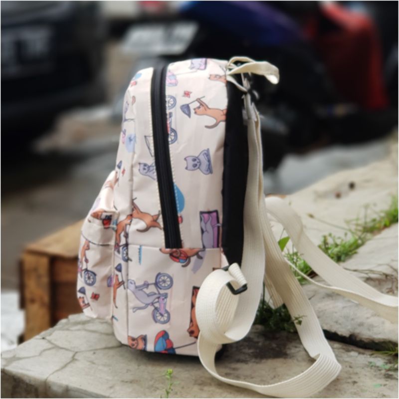 Tas ransel kecil motif bendera Backpack Mini Dan Motif Army  Ransel Wanita Nilon Fashion Tas Sekolah Siswa untuk Remaja Perempuan Ransel Wanita Warna Polos Kualitas Tas Buku Travel Santai