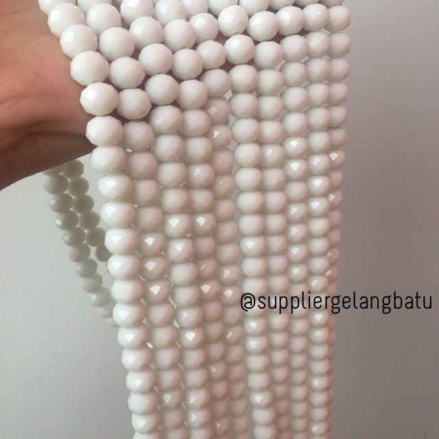 Crystal Ceko Doff 10mm PUTIH SUSU beads manik donat rondelle grosir bapao bahan kerajinan perhiasan