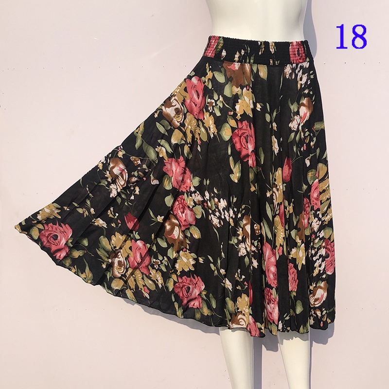 Salah Satu Bagian  Tengah Usia  Orang Tua Wanita  Rok Middle-Aged Ibu  Es Sutra 72Cm Menari Dress
