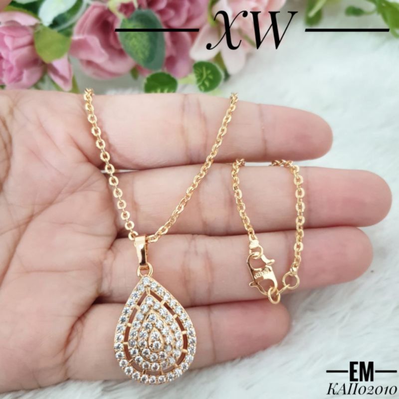 Kalung Fashion Rhodium Zircon Oval K02151