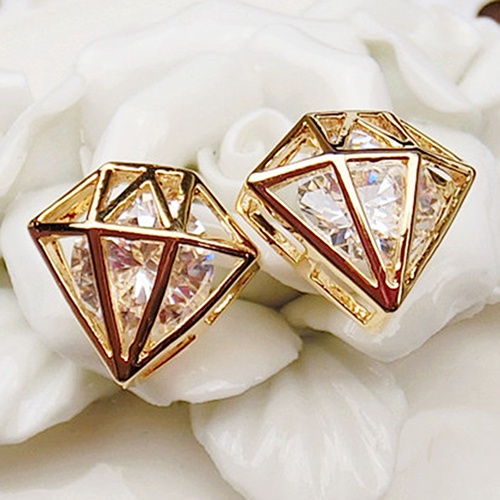 Hu Hu Hu Hu Hu Alat Bantu Pasang Kacamata♡ Anting Tusuk Model Hollow Bahan Cubic Zirconia Untuk Wanita