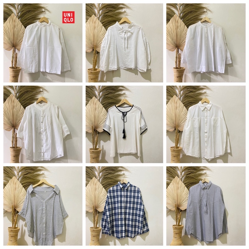 Thrift Kemeja Blouse Atasan Wanita Motif Polos Vintage - Batch 37 (B2-153 s/d B2-192)-1