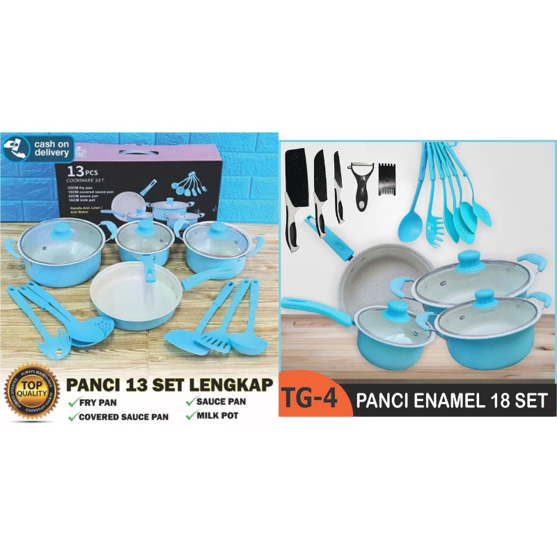 PROMO Panci teflon set lengkap teflon Warna Cookware Frypan Saucepan Free Spatula 6Pcs ibu-ibu wajib punya