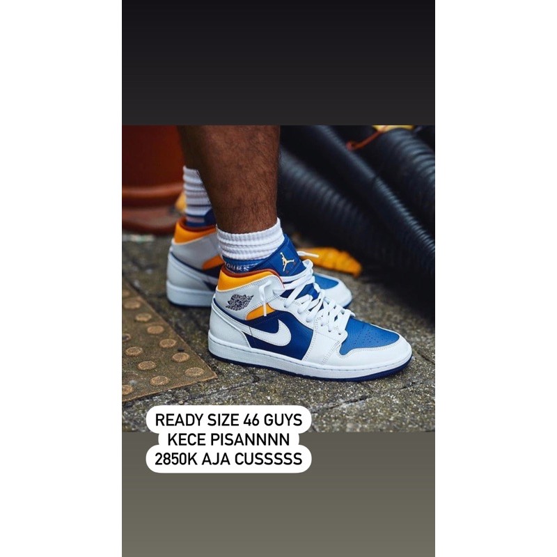 nike jordan mid royal blue orange size 46