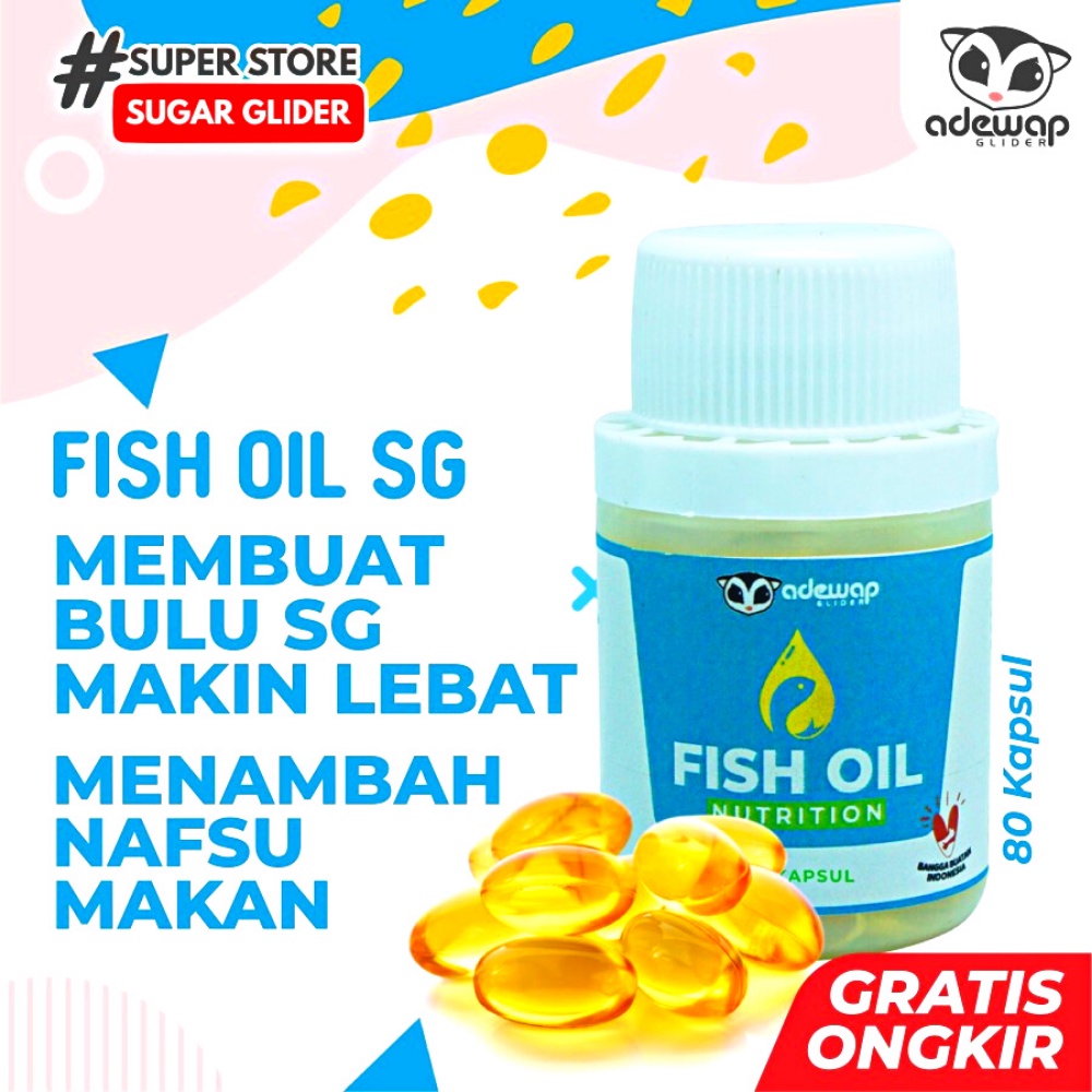 ADEWAP GLIDER Fish Oil Minyak Ikan Sugar Glider Isi 80 Kapsul
