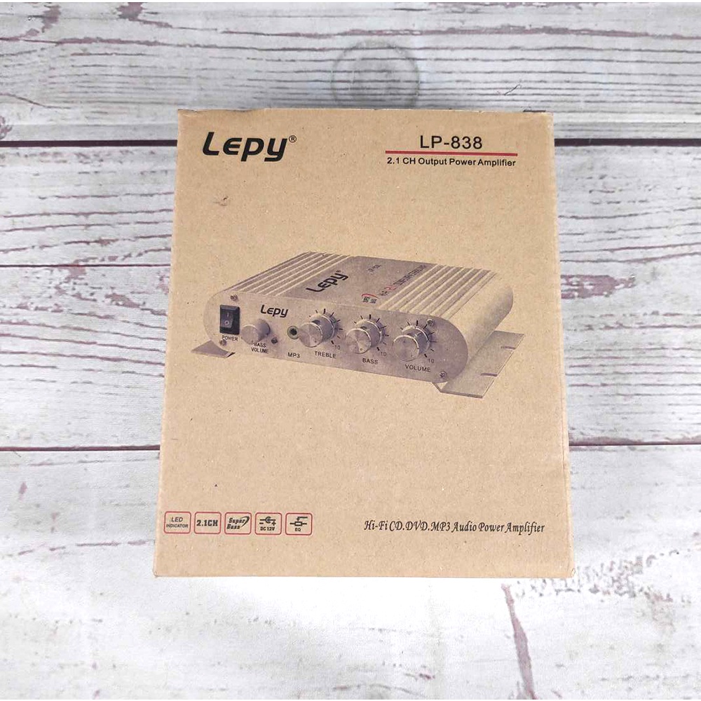 Lepy HiFi Stereo Amplifier Treble Bass Booster - LP-838 - Black