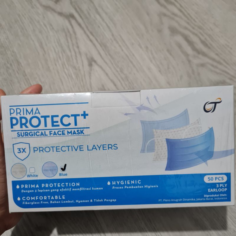 Masker Prima Protect Plus Earloop 1 box (Surgical Face Mask) masih ada segel plastiknya