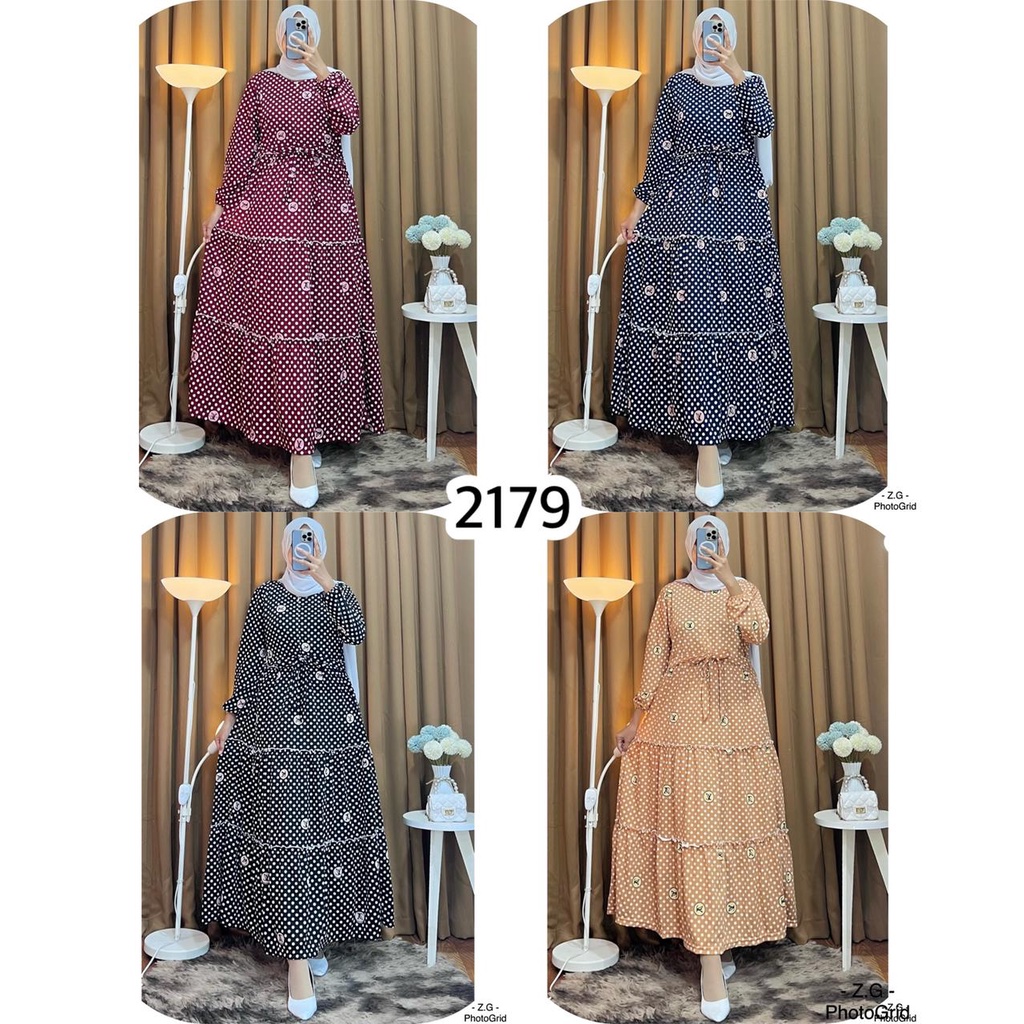 GAMIS POLKA SUSUN BUSUI GAMIS VOXY FASHION WANITA PAKAIAN MUSLIM WANITA DRESS VOXY