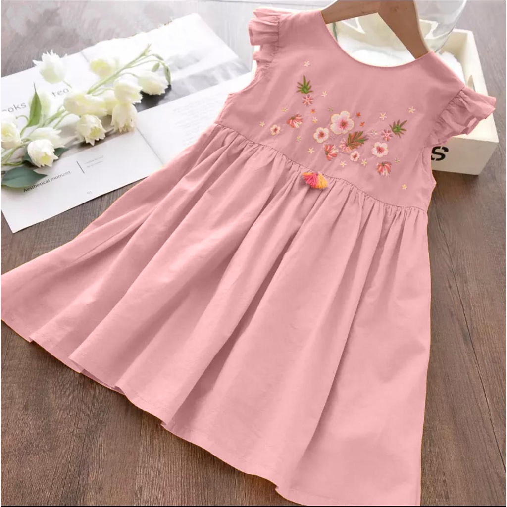 TokoMilkan Dress Anak Perempuan Fiore Kids Bahan Katun | Pakaian Anak Cewek Umur 1 - 6 Tahun