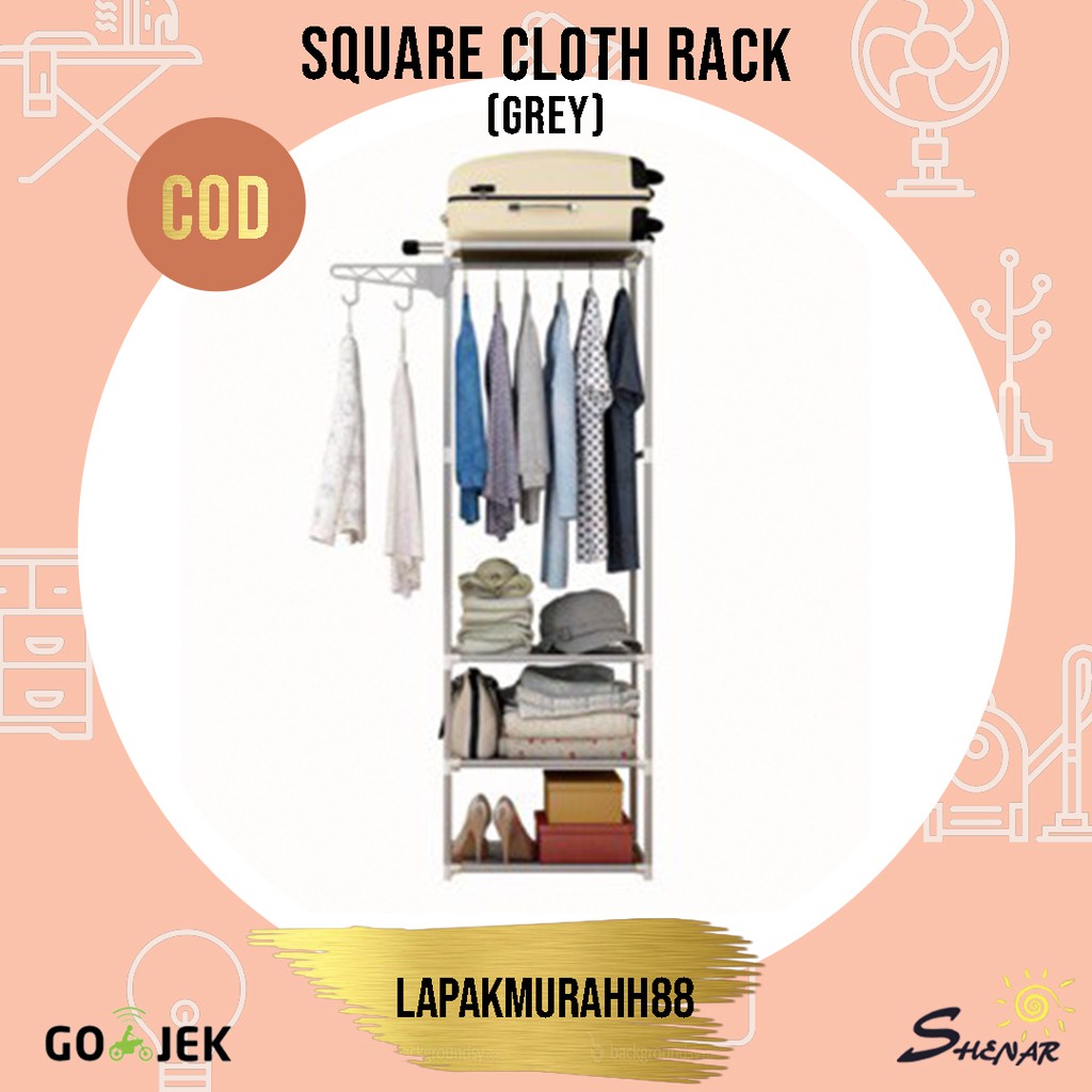 SQUARE CLOTH RACK / TEMPAT PENYIMPANAN / RAK MULTIFUNGSI / RAK GANTUNG / LEMARI GANTUNG