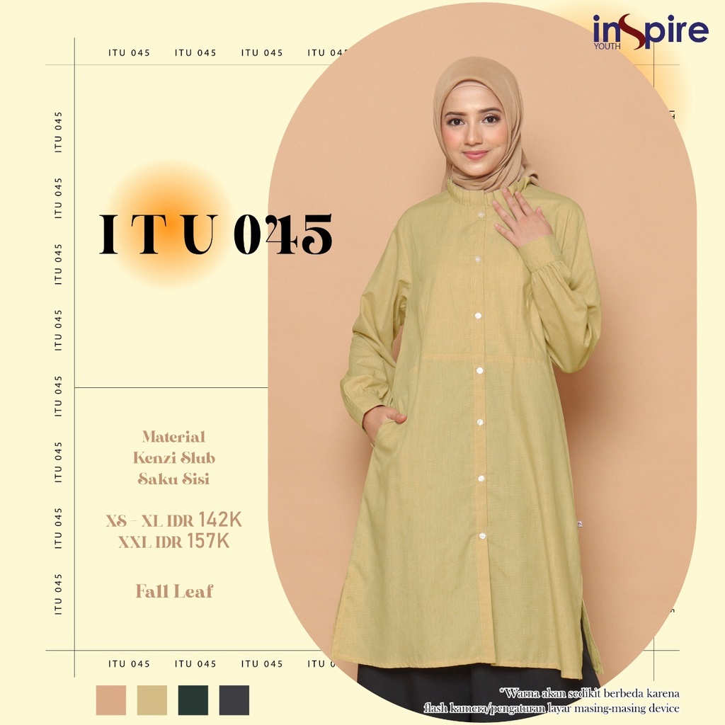 Inspire ITU 45 Tunik Wanita Bahan Kenzie Slub Atasan Muslimah Casual Outfit Daily OOTD