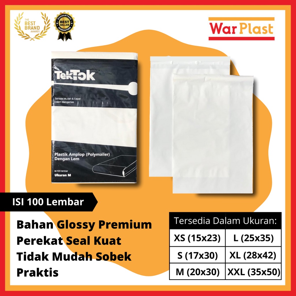 Plastik Polymailer Amplop Plastik Packing TekTok isi 100 - Putih