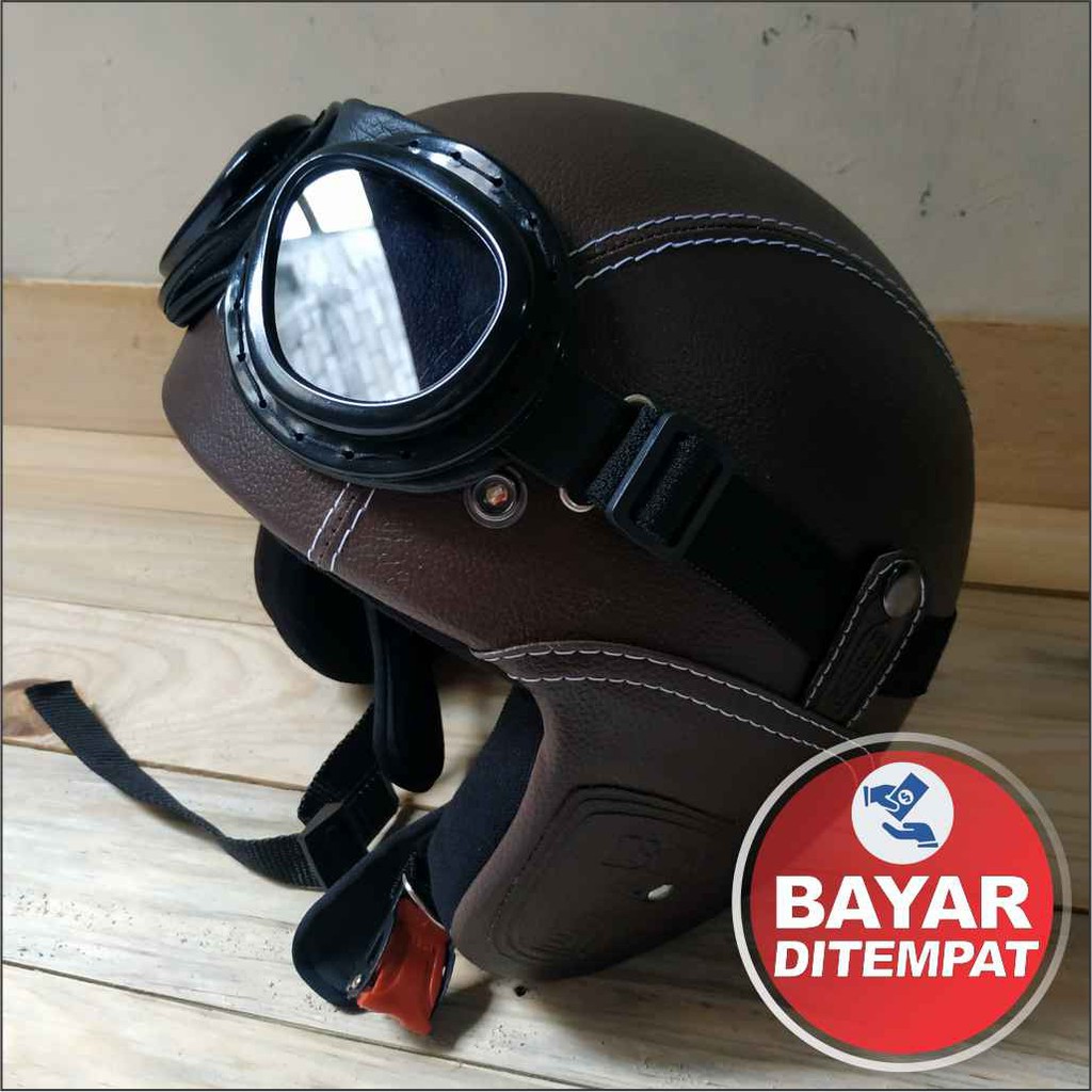 Helm Retro Bogo Original Clasic Coklat Dewasa