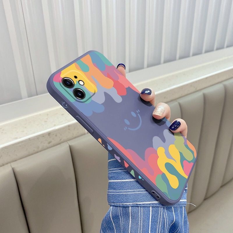 Casing OPPO A93 A5 A9 A31 A53 A33 A32 2020 Reno 5 Pro 3 A5s A3s A92 A72 A52 A55 F11 F9 Por Phone Case Smiley Watercolor Shell Silicon Soft TPU Fashion Casing Protection Anti-fall Back Cover-4
