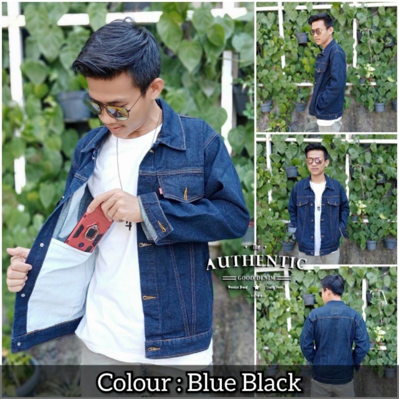 (BISA COD) jaket jeans hijau tua,green army saku dalam pria