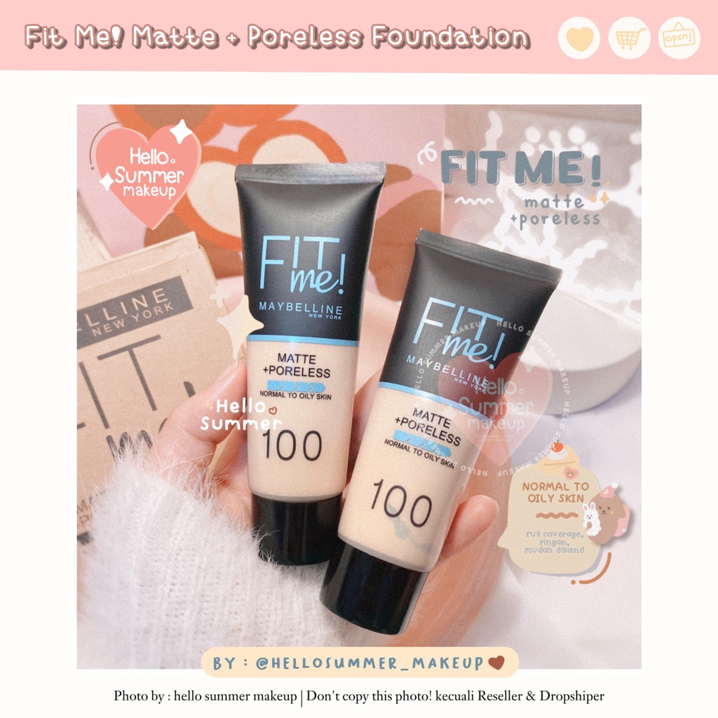 𝐅𝐎𝐔𝐍𝐃𝐀𝐓𝐈𝐎𝐍 - Fit Me! Matte &amp; Poreless Foundation 30 ml Maybelline Matte Finish Full Coverage Tahan Lama