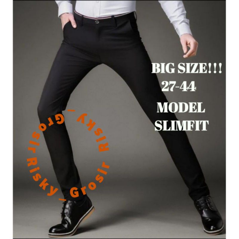 Celana Kantor Formal Kerja Bahan Dasar Pria Slimfit Size 27-44 Bige Size