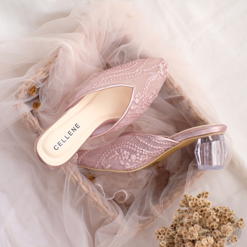 CELLENE Hexa Clear Heels 8 warna | Wedding Shoes Heels Brukat Hak Kaca Glass 5cm