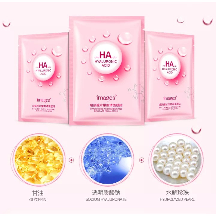 Images HA Hyaluronic Acid Facial Sheet Masker Wajah Moisturizing Pelembab Wajah