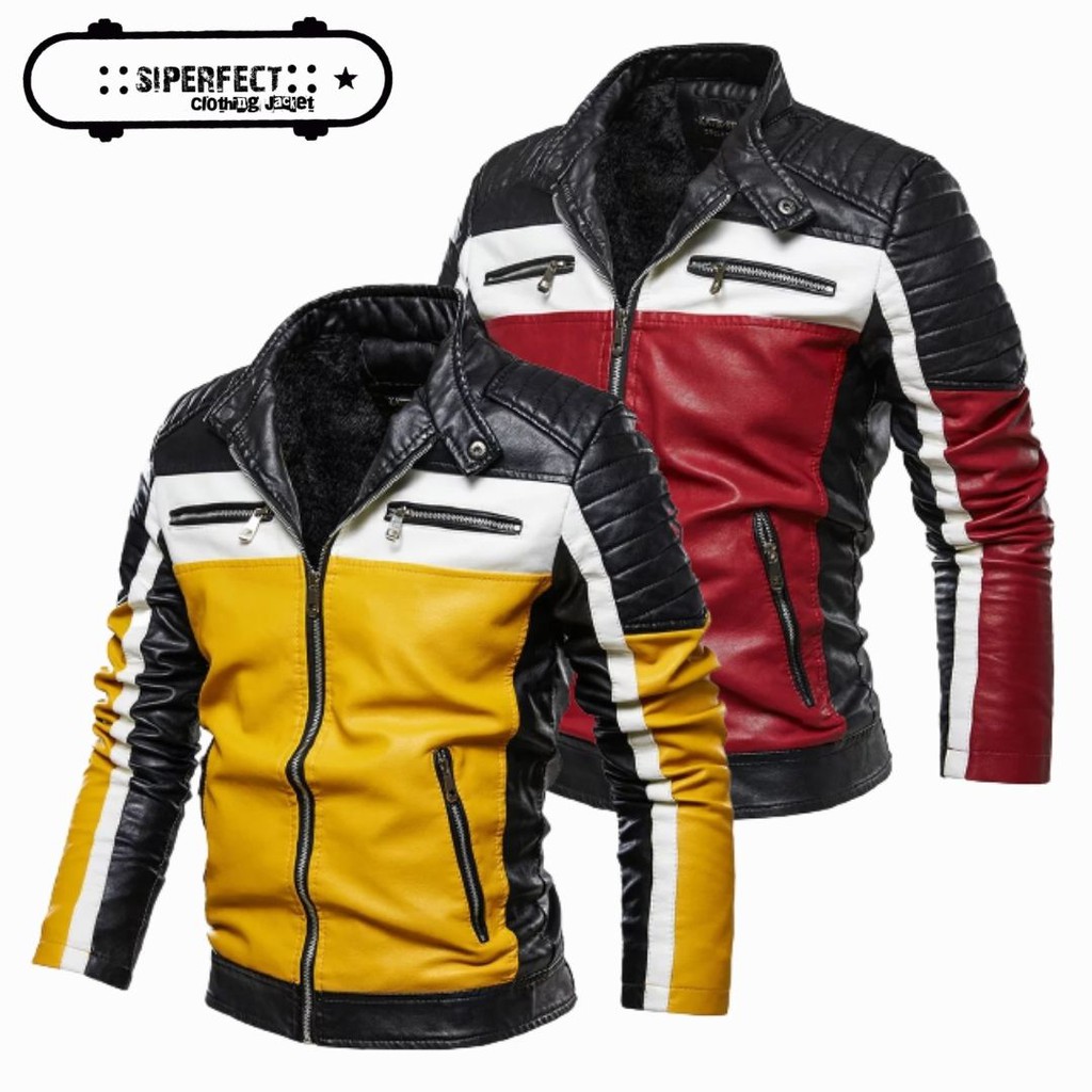 jaket motor pria kombinasi kulit sintetis jaket touring terbaru kombinasi jaket kullit kombinasi ter