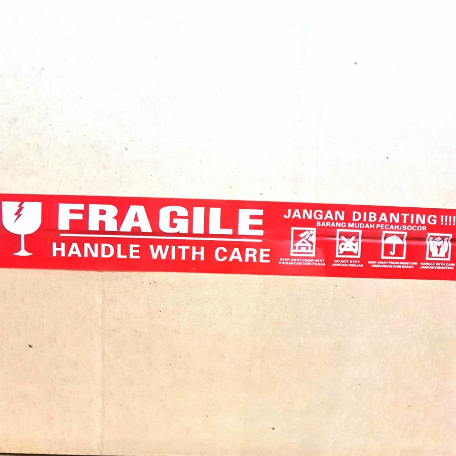 

Lakban Plakban Fragile Handle With Care 48mm x 100 Yard Tebal OPP
