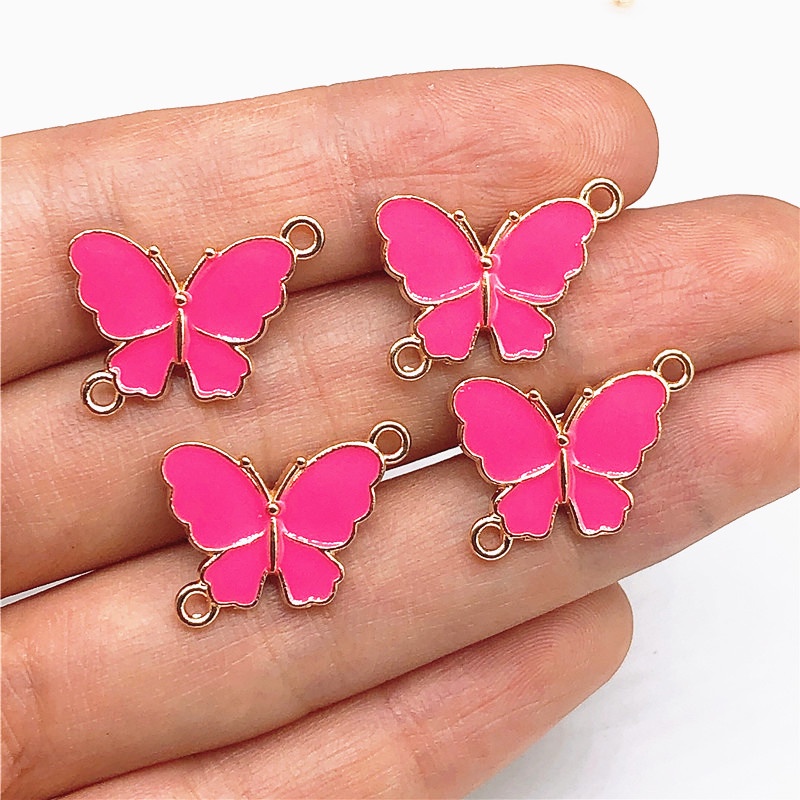 Butterfly 4pcs Liontin Kupu-Kupu Bunga Aster Bahan Alloy Untuk Membuat Perhiasan DIY