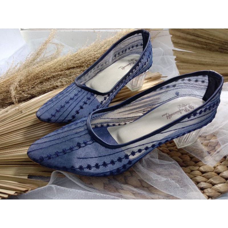 sepatu merrisa navy sepatu wanita cantik 5cm kaca